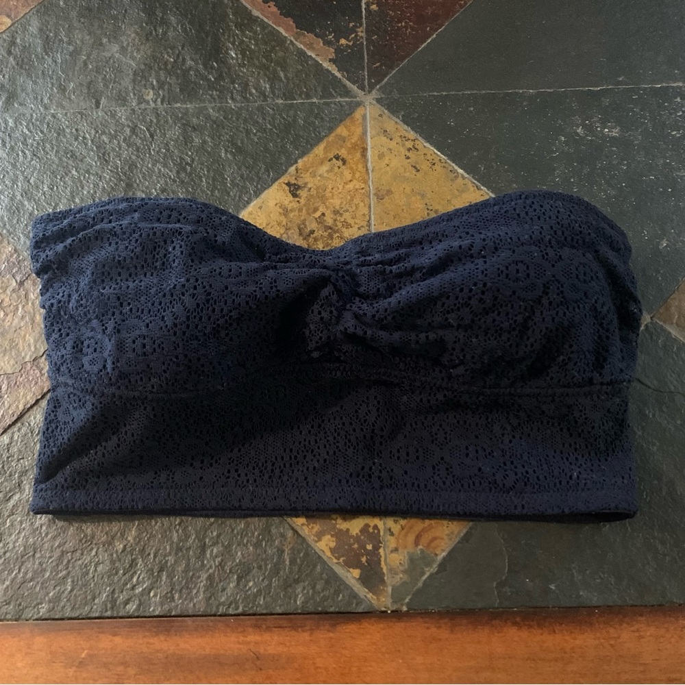 Women’s Juniors XS/S Navy Blue GILLY HICKS Lacey Strapless Bralette Cotton Lined